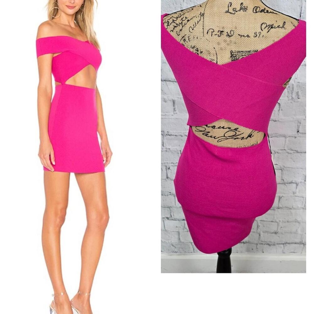 Superdown Hallie cut out mini dress Sz S pink bodycon stretch ribbed party acl